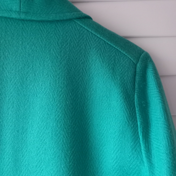 Vintage Canda Pure New Wool Jacket Blazer Jade Green Pockets Size 10 - Picture 12 of 13